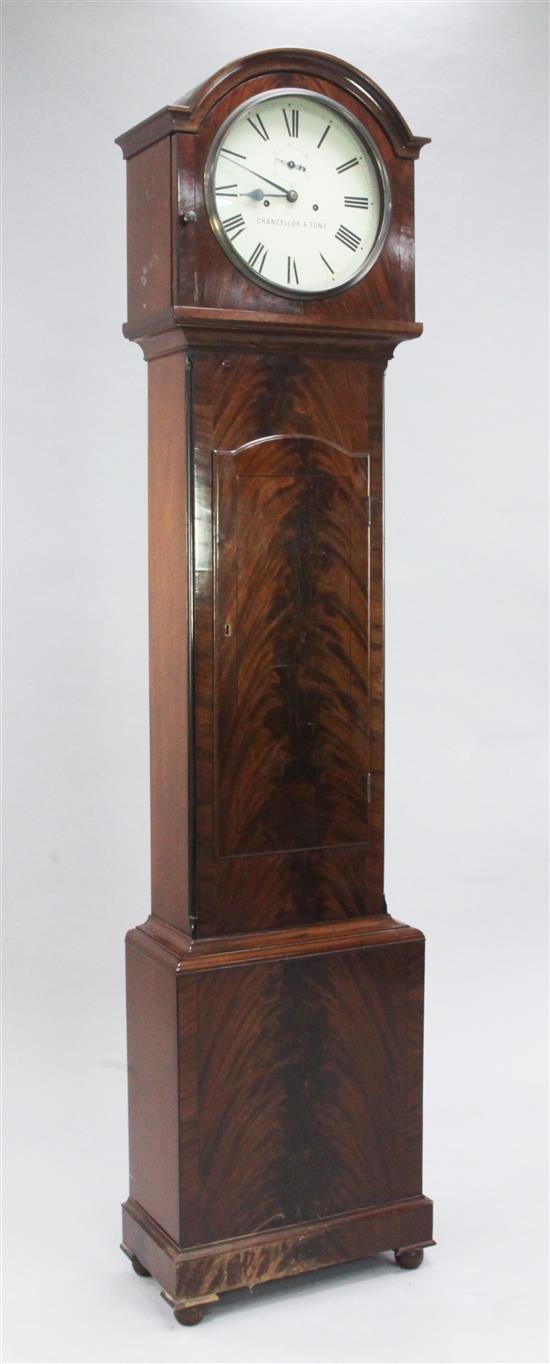 Chancellor & Son of Dublin. An early 19th century mahogany eight day longcase clock, 6ft 5in.